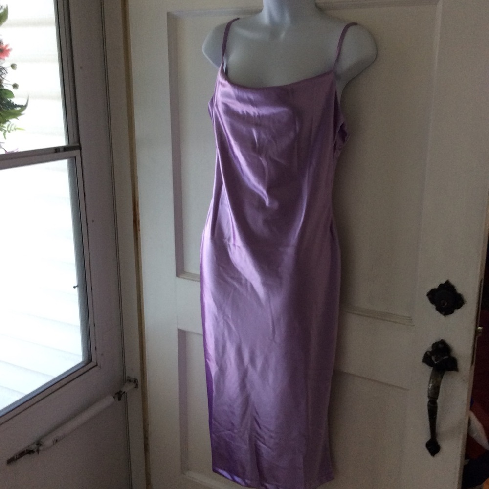 Lavender Satin like spaghetti strap dress